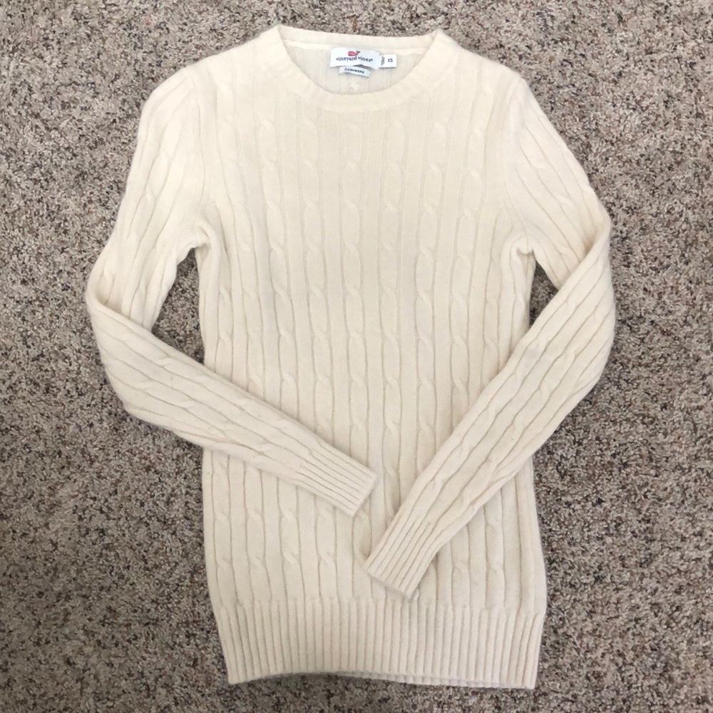 Vineyard Vines cream cashmere crew neck